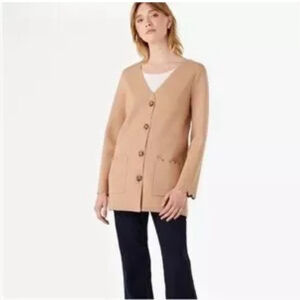 Kate Spade Scalloped Sweater Blazer size M camel colour
